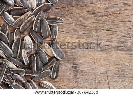 Sunflower seed on wooden table 