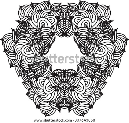 Abstract ornament. Ornate frame. Design element. Vector illustration. Vintage decorative elegant motif. Anti stress coloring book page for adults.