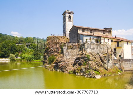 San Magno church of Pontecosi on the lake, Garfagnana, Tuscany - Italy.