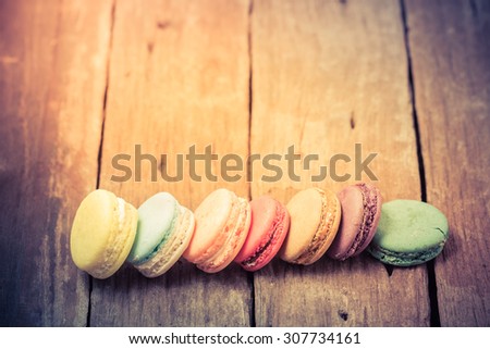 Sweet and colourful french macaroons of retro-vintage