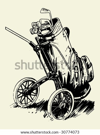 Golf Bag In The Grass Vector 01