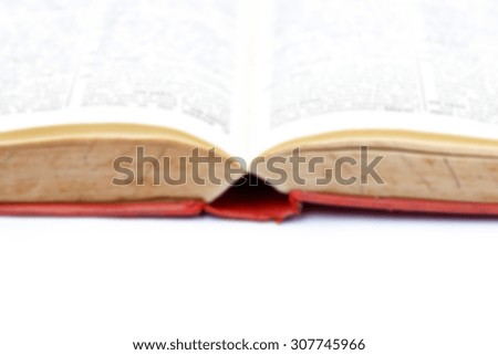 abstract blurred background of a book on white background.