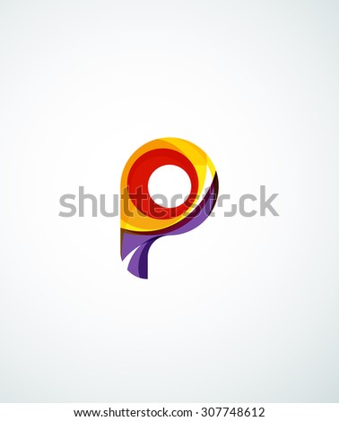 Letter company logo design. Clean modern abstract concept made of overlapping flowing wave shapes