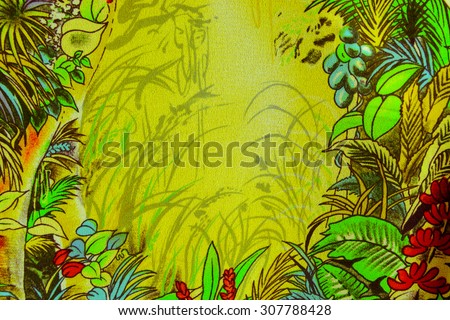 texture of print fabric striped forest for background