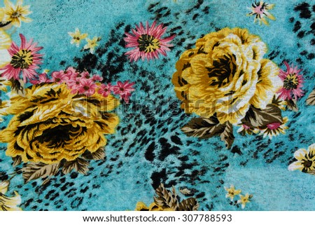 texture of print fabric stripes leopard and flower for background