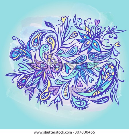 Abstract vector pattern with paisley-style elements