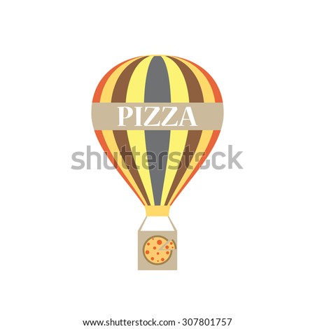air balloon pizza delivery flat design