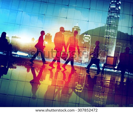 Business People Walking Commuter Rush Hour Concept