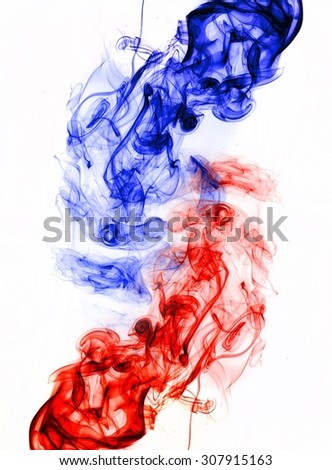 red and blue ink on white background