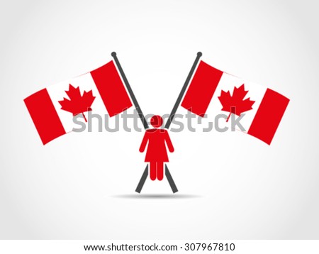 Canada Crossed Flags Emblem Woman