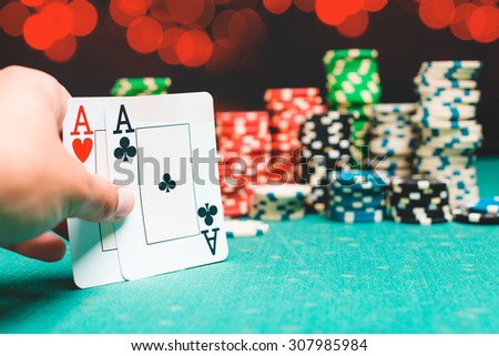 Poker. Cards and chips Royalty-Free Stock Photo #307985984