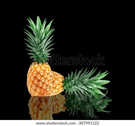 Pineapple isolated on black  background