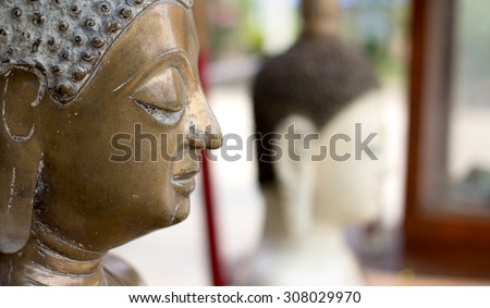 close up Buddha statue in the measure