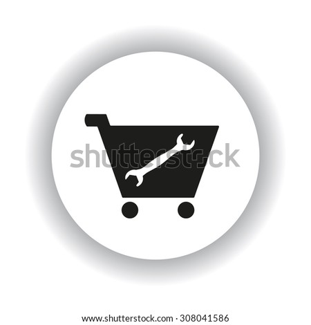 wrench, put in shopping cart. icon. vector design