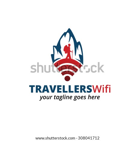 Travelers Wifi Logo, Hiking Icon