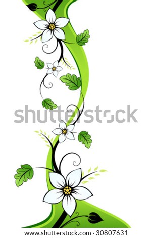 Summer flowers with leaves isolated on white background
