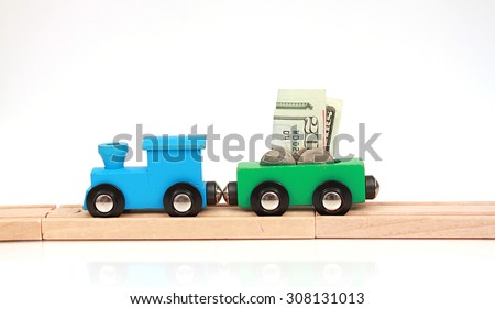 Wooden toy money train
