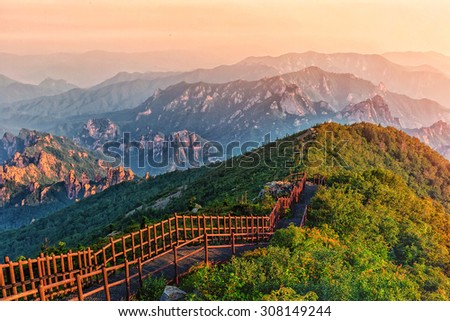 mountain landscape in korea Royalty-Free Stock Photo #308149244