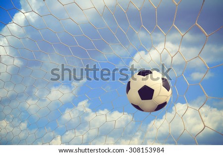 soccer ball and sky background color vintage