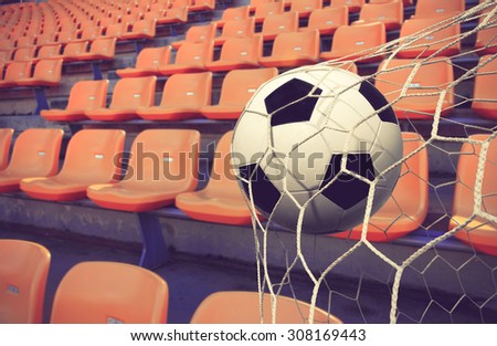 soccer ball and Stadium  background color vintage
