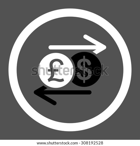 Money Exchange vector icon. This flat rounded symbol uses black and white colors and isolated on a gray background.