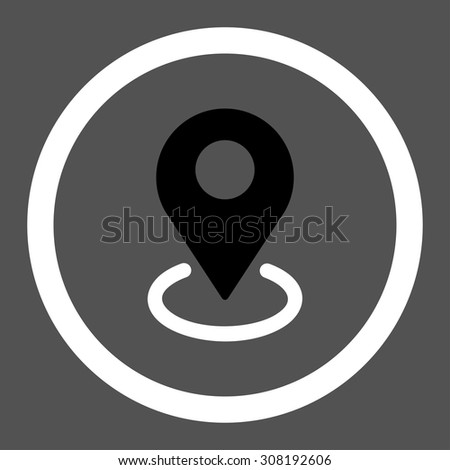 Geo Targeting vector icon. This flat rounded symbol uses black and white colors and isolated on a gray background.