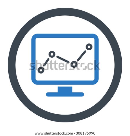 Monitoring vector icon. This flat rounded symbol uses smooth blue colors and isolated on a white background.