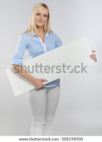 woman portrait with blank white board