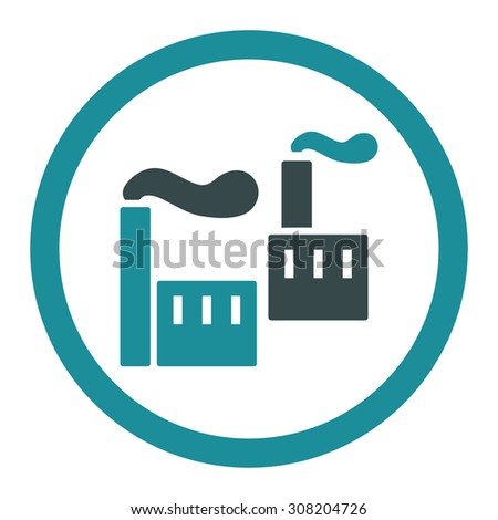Industry vector icon. This rounded flat symbol is drawn with soft blue colors on a white background.
