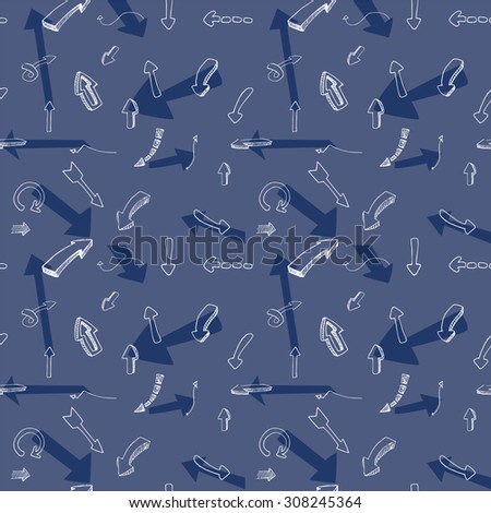 Seamless pattern of various hand drawn arrows an pointers, vector illustration