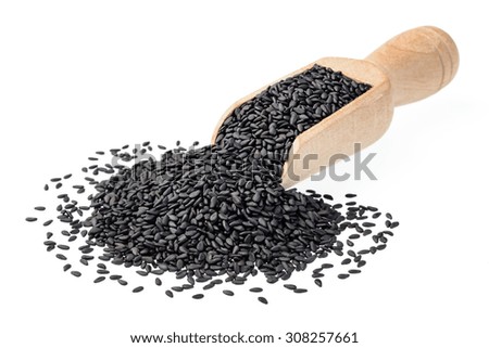 black sesame in the wooden shovel, (large depth of field, taken with tilt shift lens)