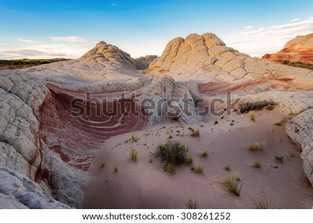 Plateau from white and red sandstone, White Pocket. The area on the Paria Plateau in Northern Arizona, USA