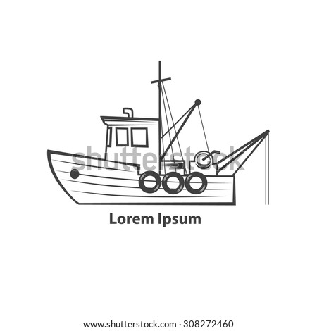 fishing boat, simple illustration, for logo