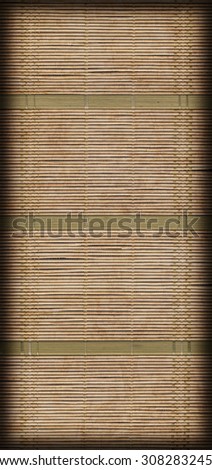 Straw Place Mat, Green Ocher Bleached and Stained Weave, Vignette, Grunge Texture Sample.