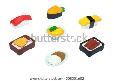 Japanese Food Rubber-Toy Isolated On White