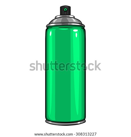 Vector Cartoon Aerosol Spray with Green Paint