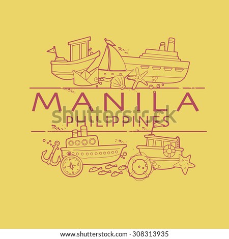 Manila, Philippines port city symbol, vector illustration