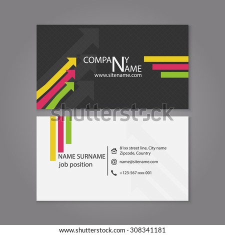 Business card template with arrow pattern. Editable vector design.