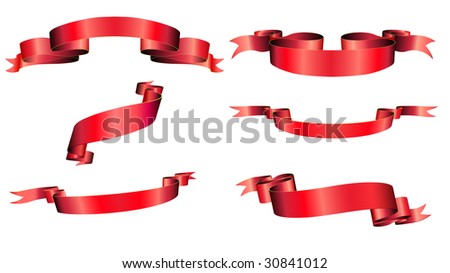 Vector illustration of red blanked bows, ribbons and banners With Space for Text