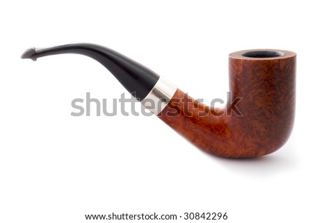Smoking Pipe on white in profile Royalty-Free Stock Photo #30842296