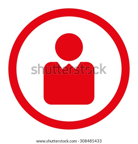 Client vector icon. This flat rounded symbol uses red color and isolated on a white background.