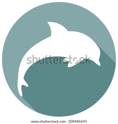 Icon dolphin with a long shadow