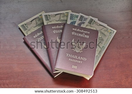 Thailand Passport and Japan Money for Travel