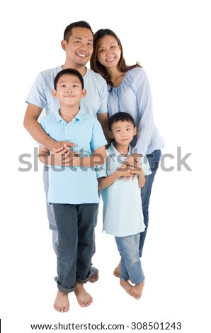 portrait of asian family isolated on white Royalty-Free Stock Photo #308501243