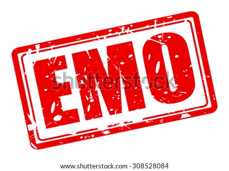 EMO red stamp text on white