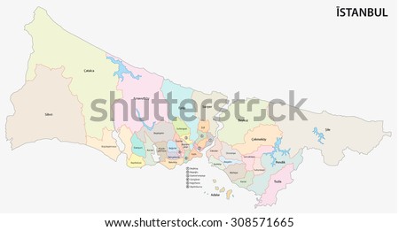 istanbul administrative map with emblem Royalty-Free Stock Photo #308571665