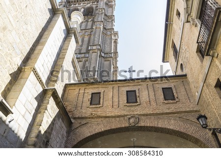 majestic facade of the cathedral of Toledo in Spain, beautiful church
