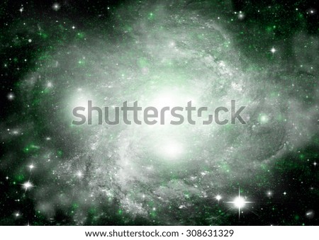 Stars of a planet and galaxy in a free space "Elements of this image furnished by NASA".