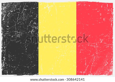 Grunge Belgium flag.Belgium flag with grunge texture.Vector template.