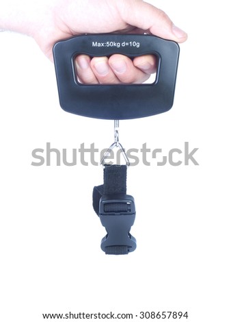 Man`s hand holds Hand weights cantor isolated white